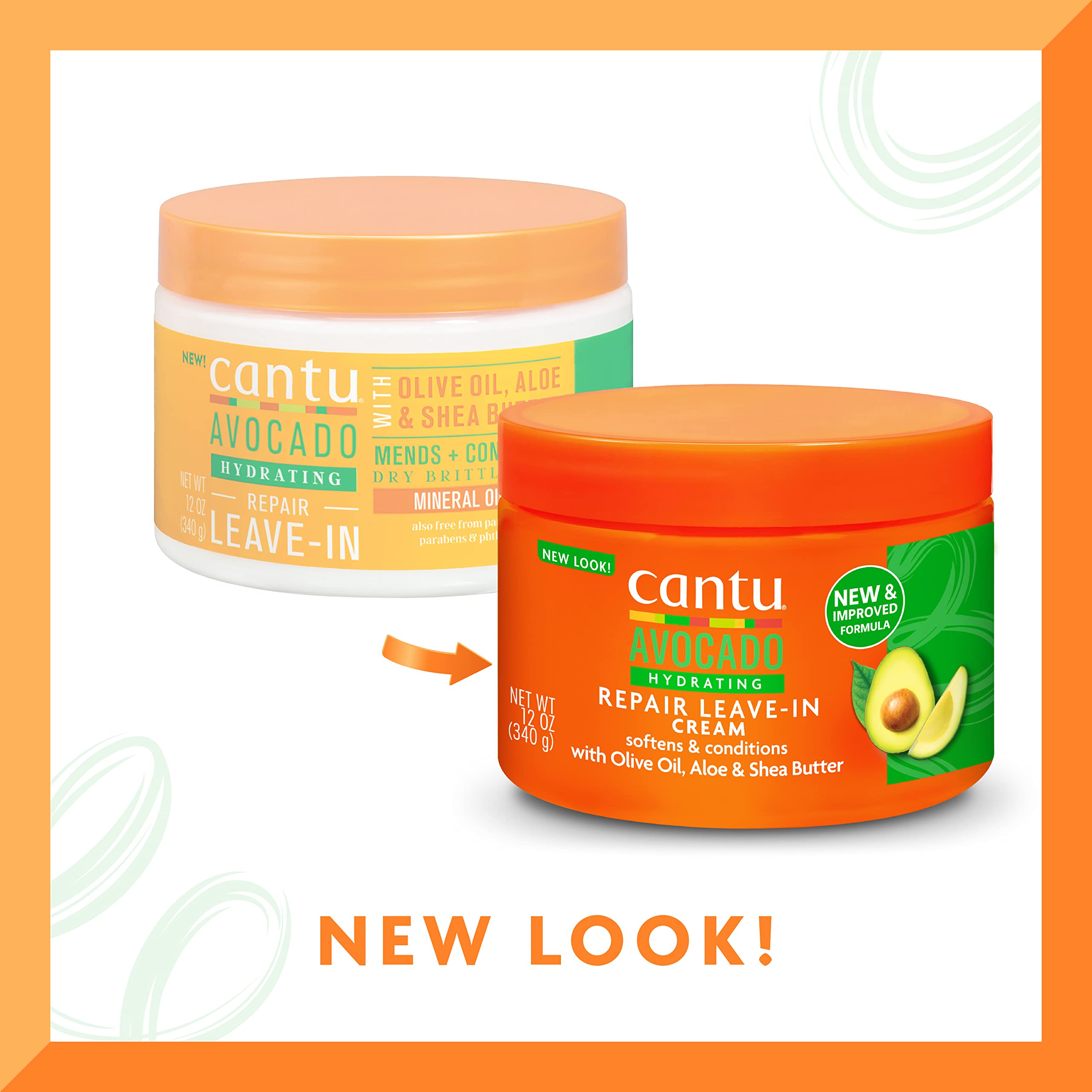 Cantu Avocado Hydrating Leave-In Conditioning Cream, 12 oz (Pack of 2)